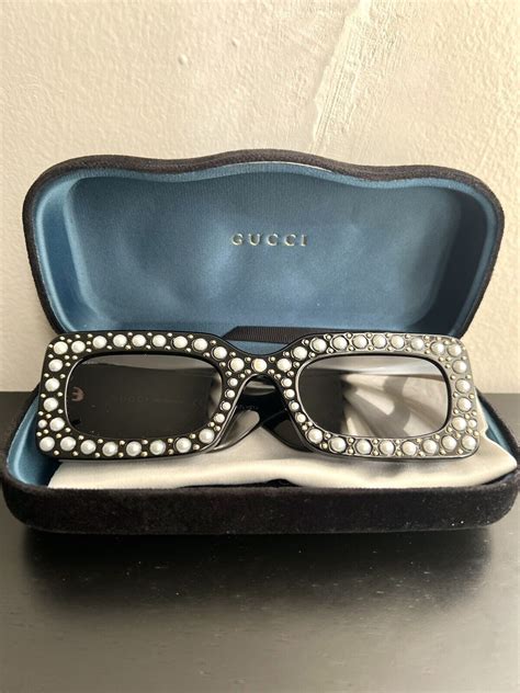 gucci black pearl sunglasses|black gucci sunglasses unisex.